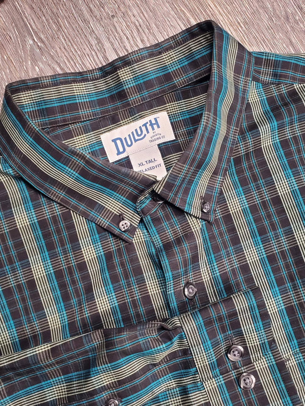 Duluth Trading Co. XL Tall Plaid Button Down Shirt 100% Cotton Long Sleeve